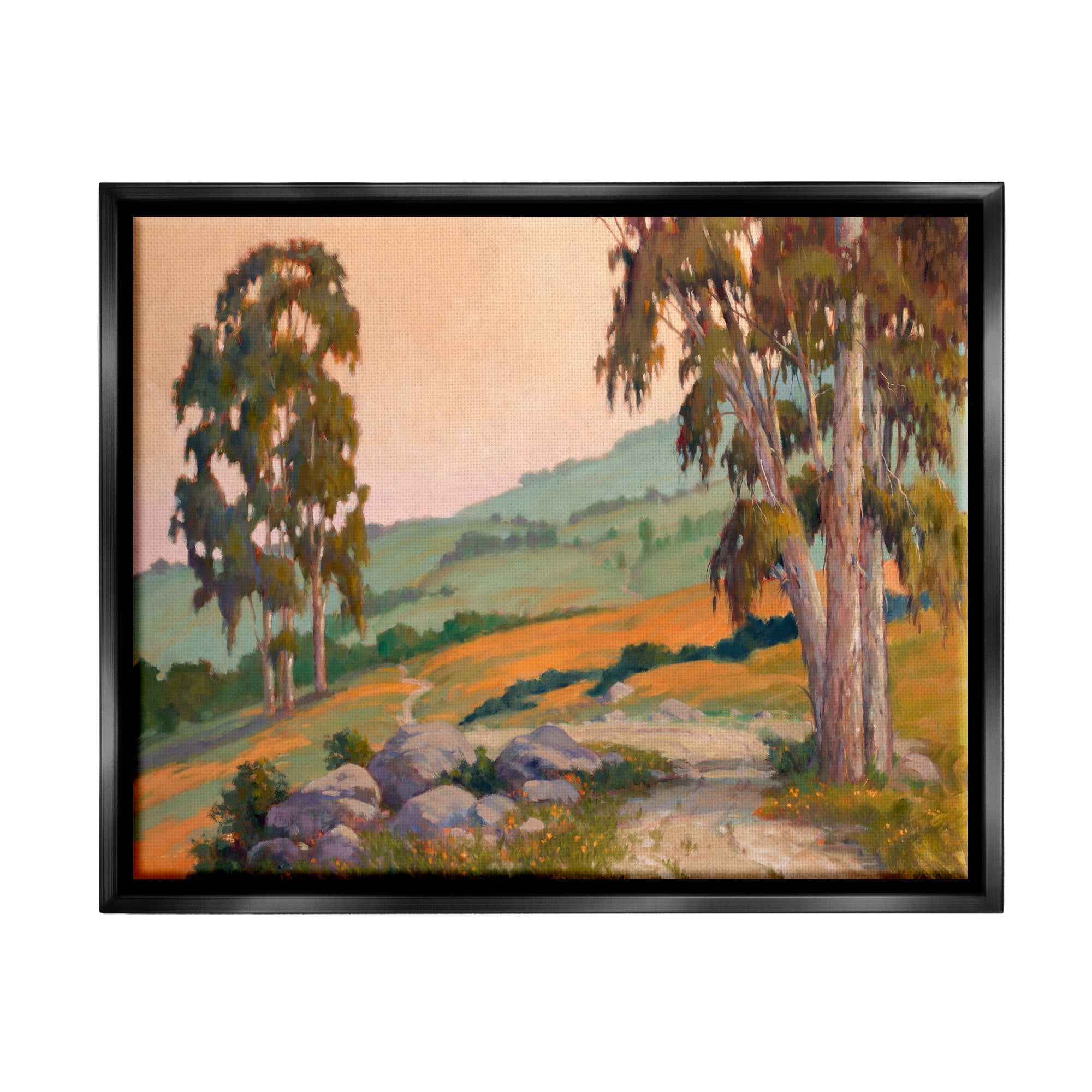 Stupell Bold Landscape Trail Nature Scene Landscape Painting Black Floater Framed Art Print Wall Art