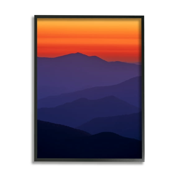 Stupell Bold Mountain Sunrise Sky Landscape Photography Black Framed Art Print Wall Art
