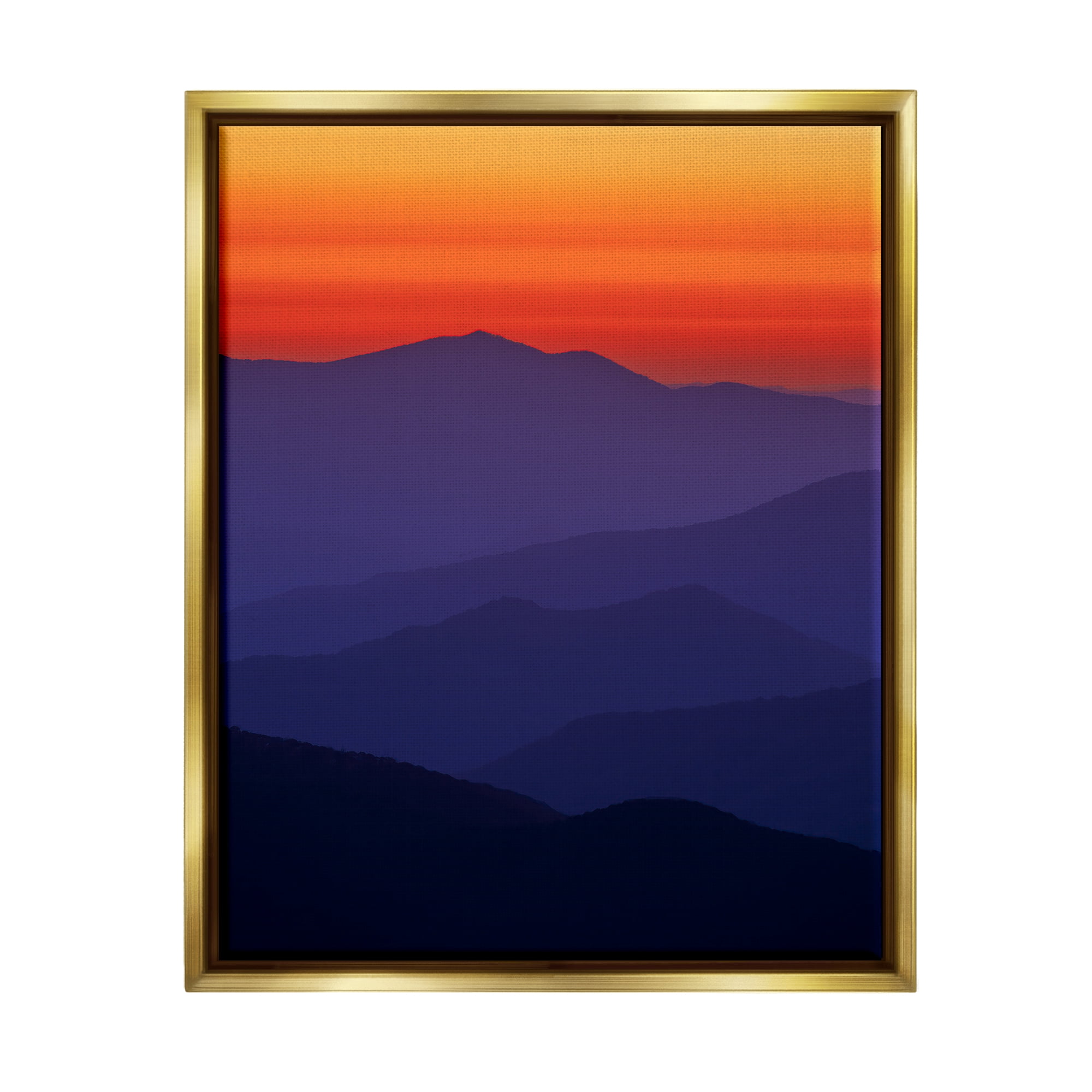 Stupell Bold Mountain Sunrise Sky Landscape Photography Gold Floater Framed Art Print Wall Art