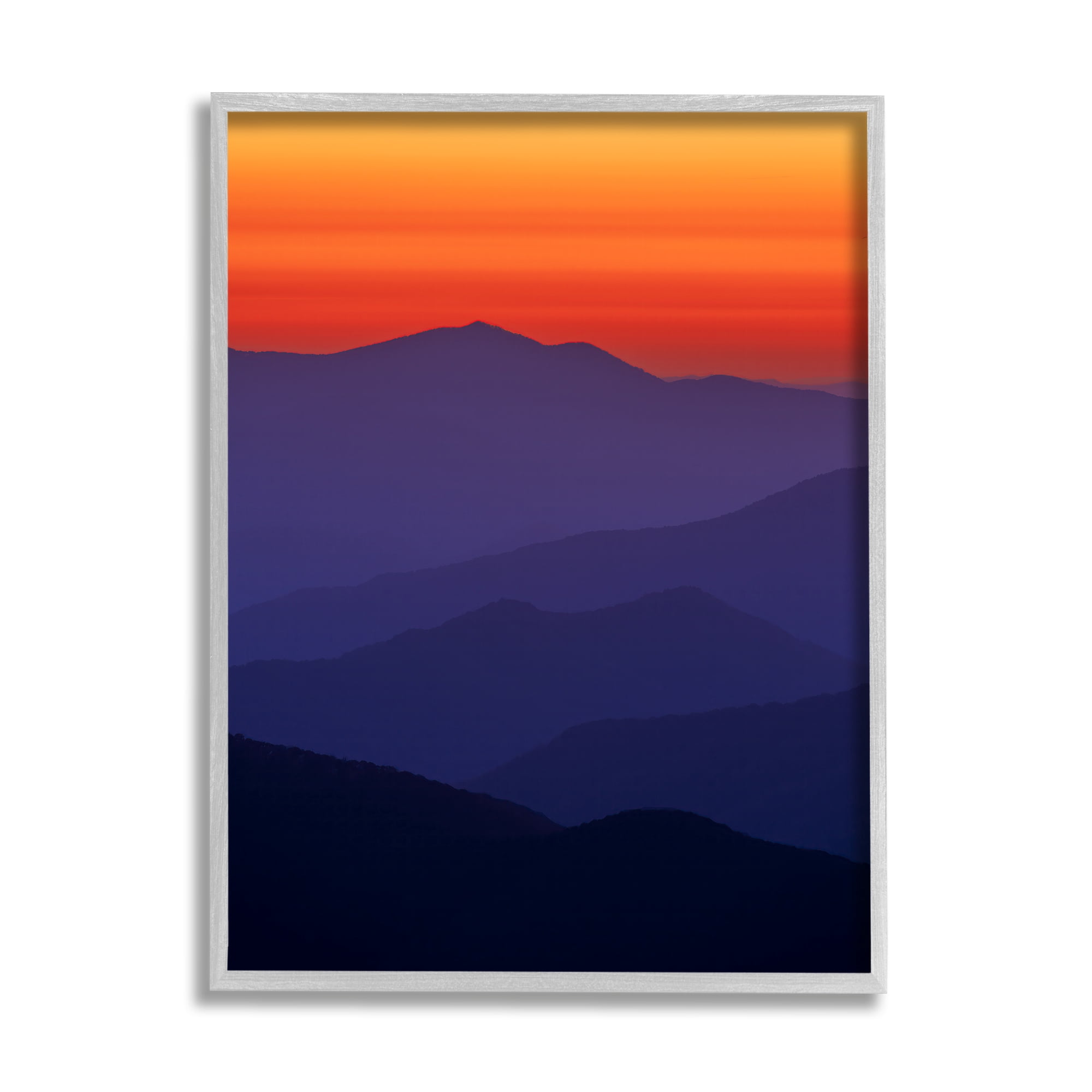 Stupell Bold Mountain Sunrise Sky Landscape Photography Gray Framed Art Print Wall Art