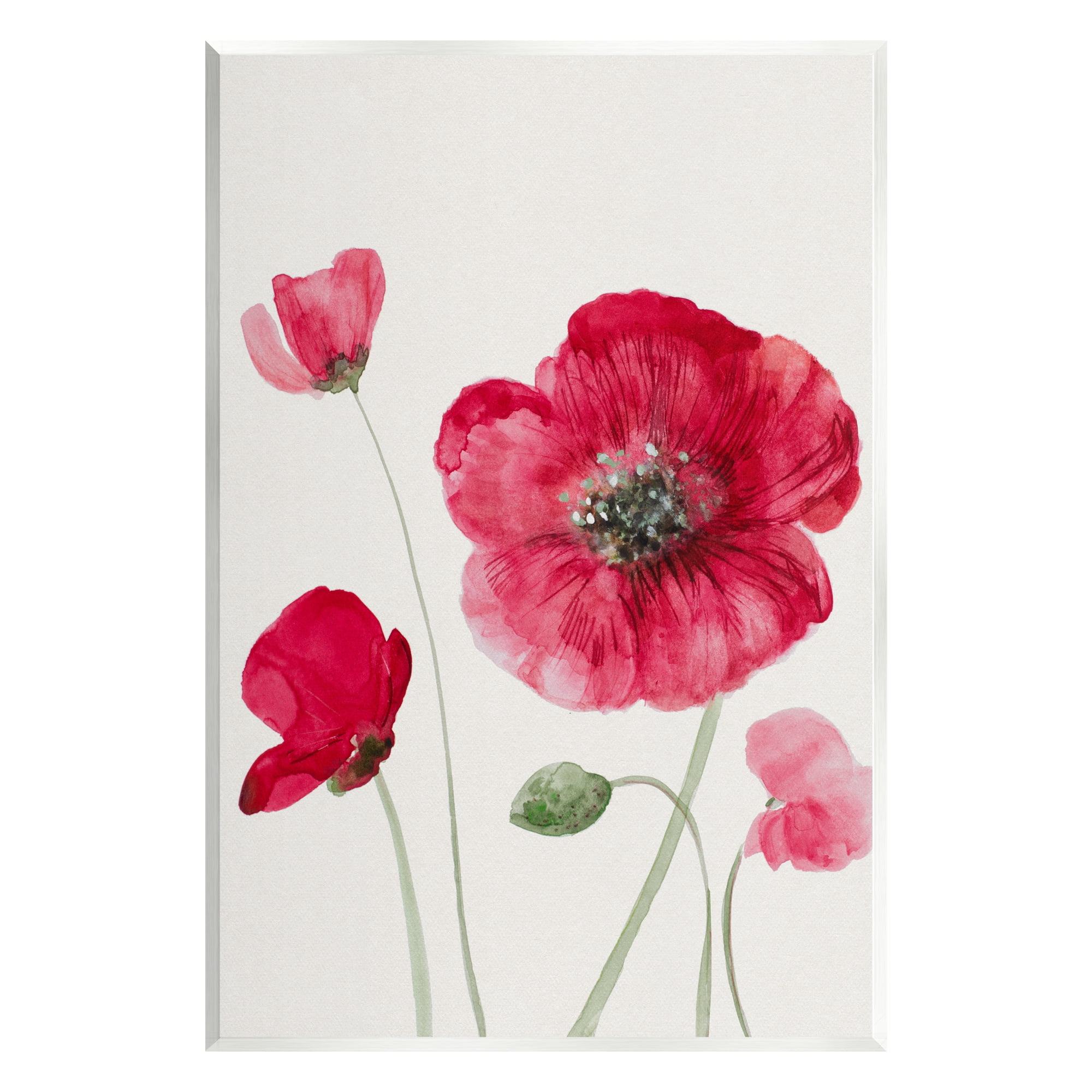 Stupell Bold Red Poppies Blooming Botanical & Floral Painting Wall Plaque Unframed Art Print Wall Art