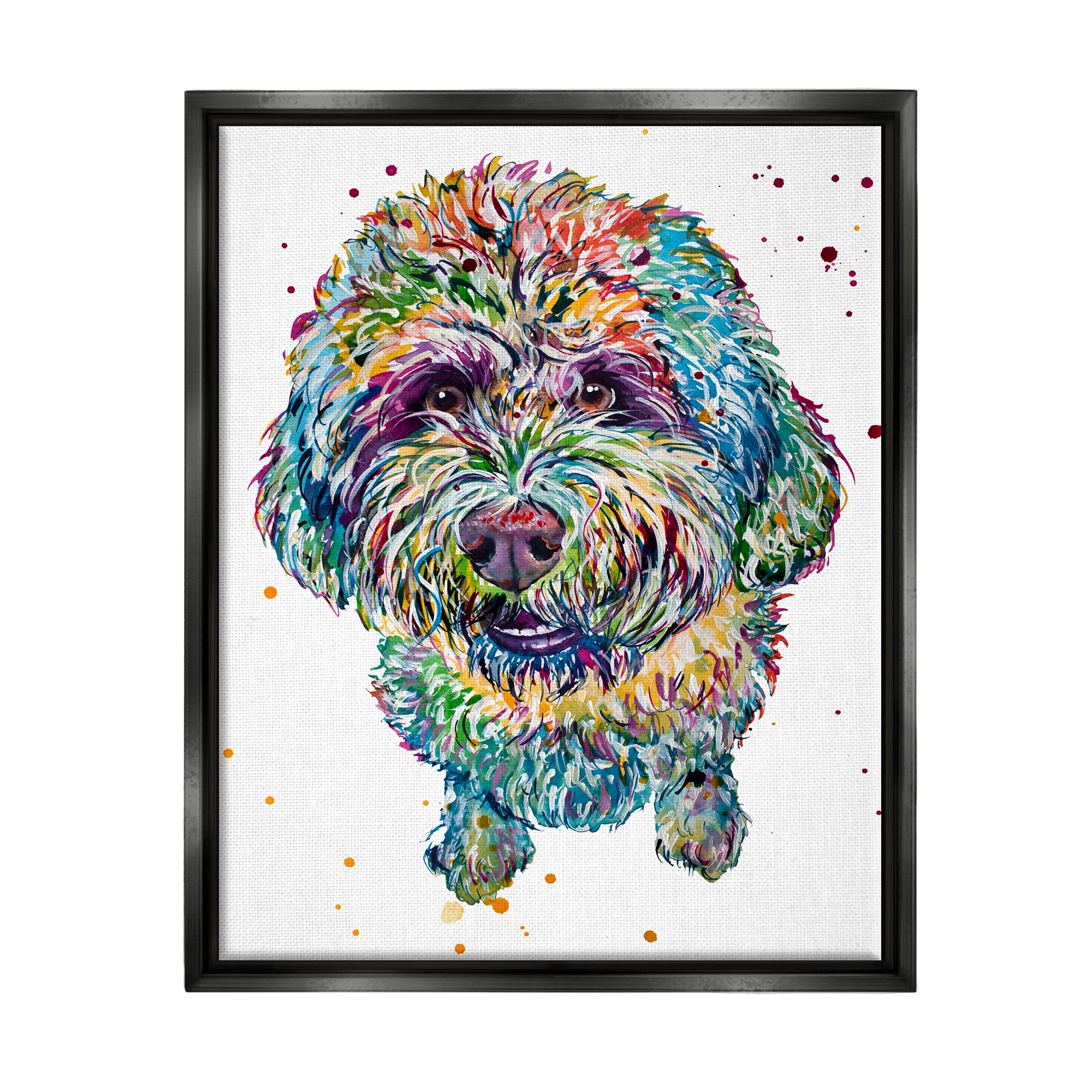 Stupell Bold Terrier Dog Pet Portrait Animals & Insects Painting Black Floater Framed Art Print Wall Art