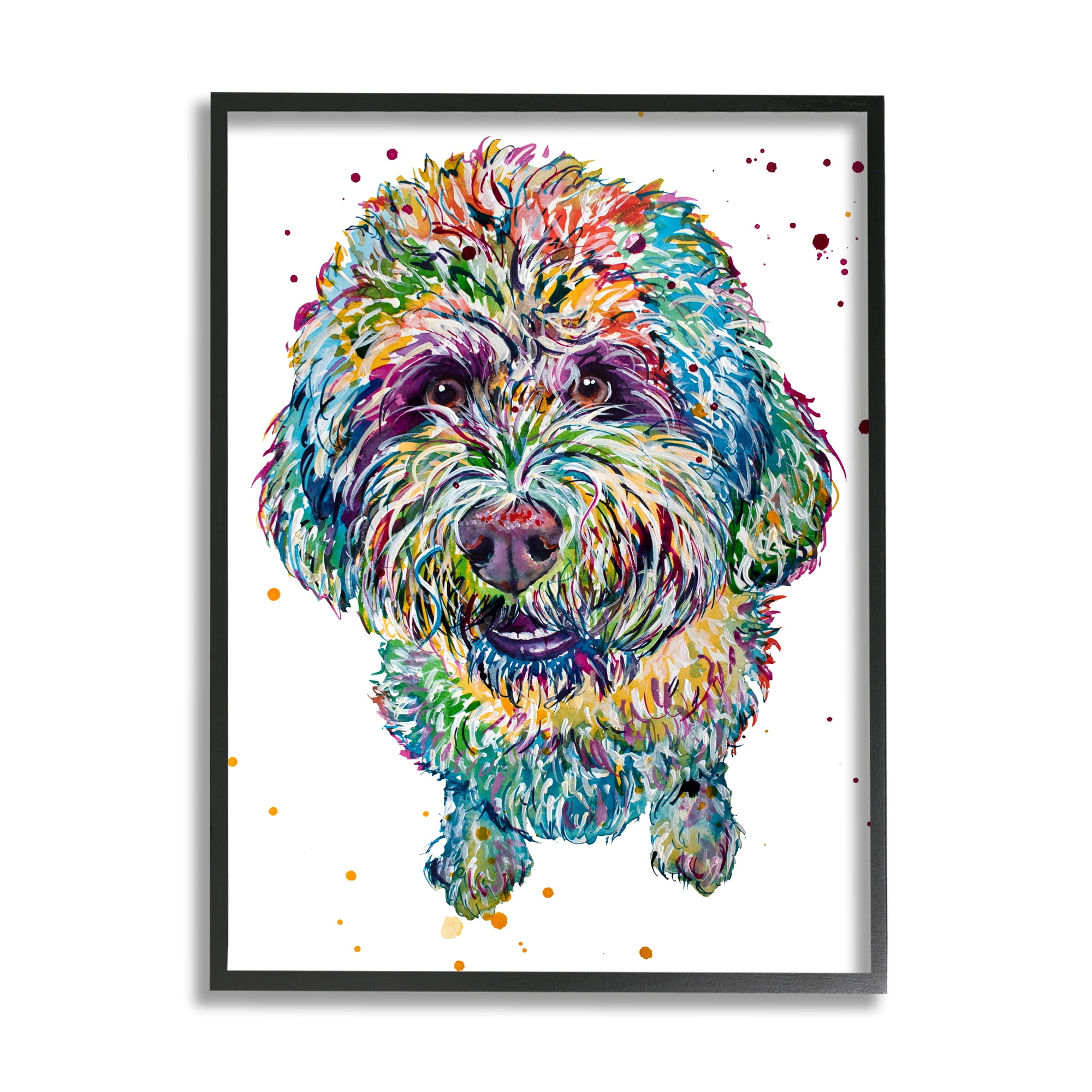 Stupell Bold Terrier Dog Pet Portrait Animals & Insects Painting Black Framed Art Print Wall Art