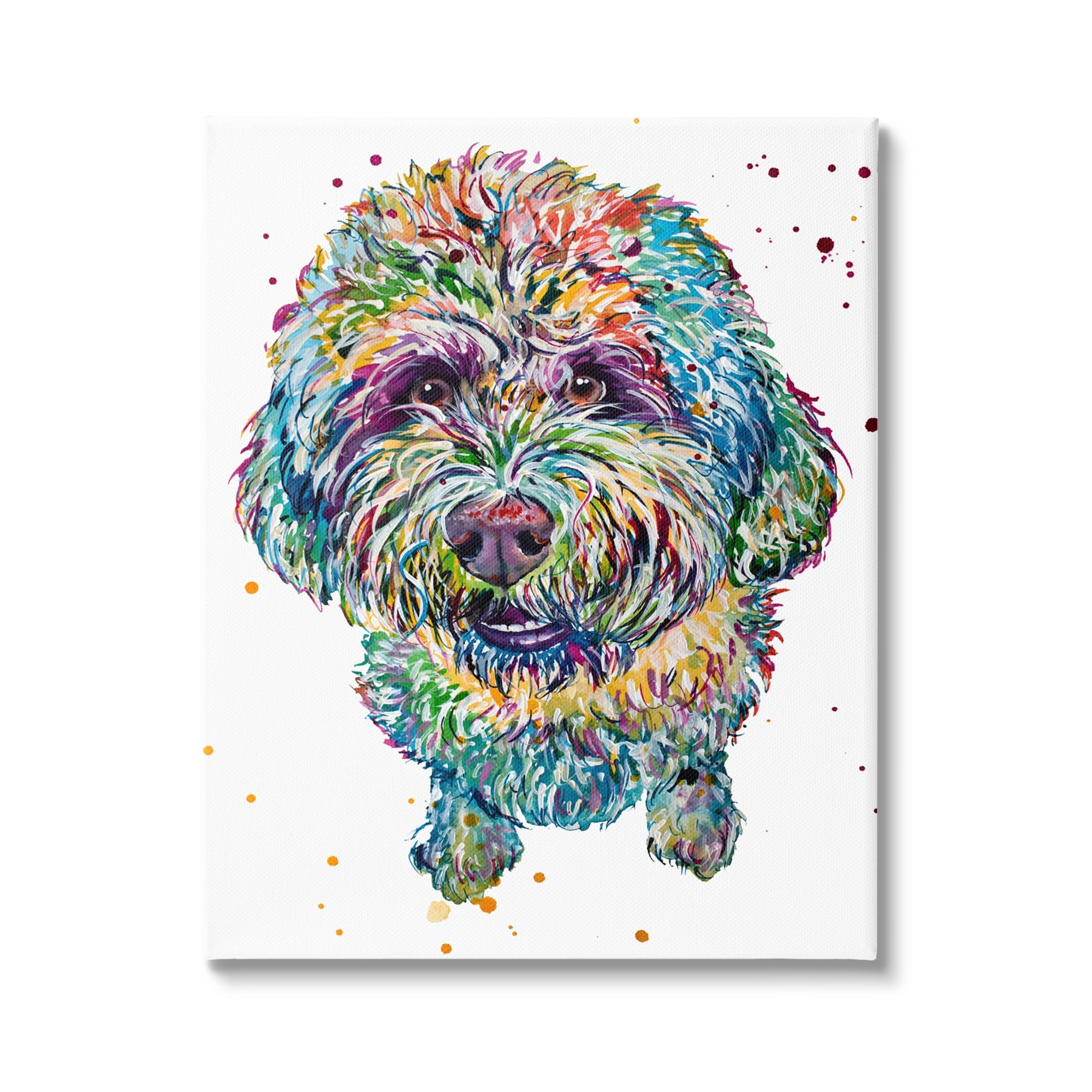 Stupell Bold Terrier Dog Pet Portrait Animals & Insects Painting Gallery Wrapped Canvas Print Wall Art