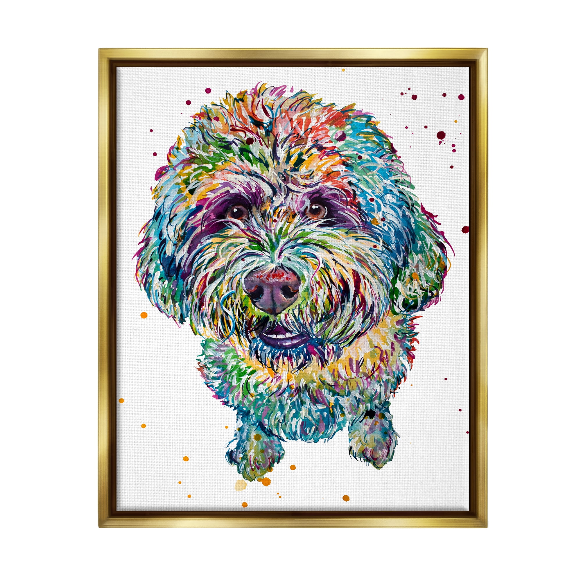 Stupell Bold Terrier Dog Pet Portrait Animals & Insects Painting Gold Floater Framed Art Print Wall Art