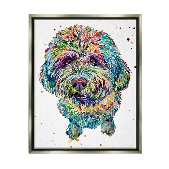 Stupell Bold Terrier Dog Pet Portrait Animals & Insects Painting Gray Floater Framed Art Print Wall Art