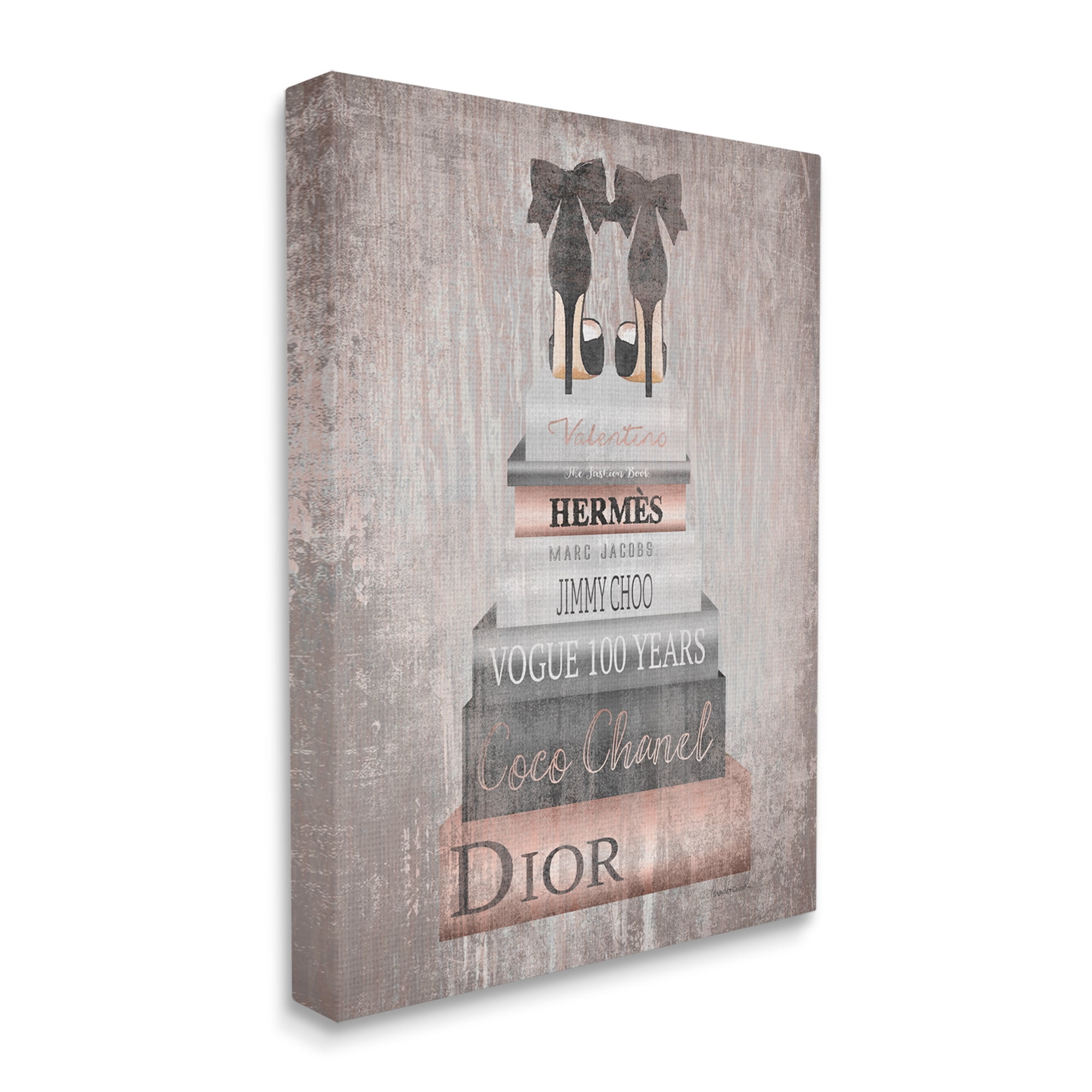 Stupell Book Stack Heels Metallic Pink Canvas Art, 16 x 1.5 x 20