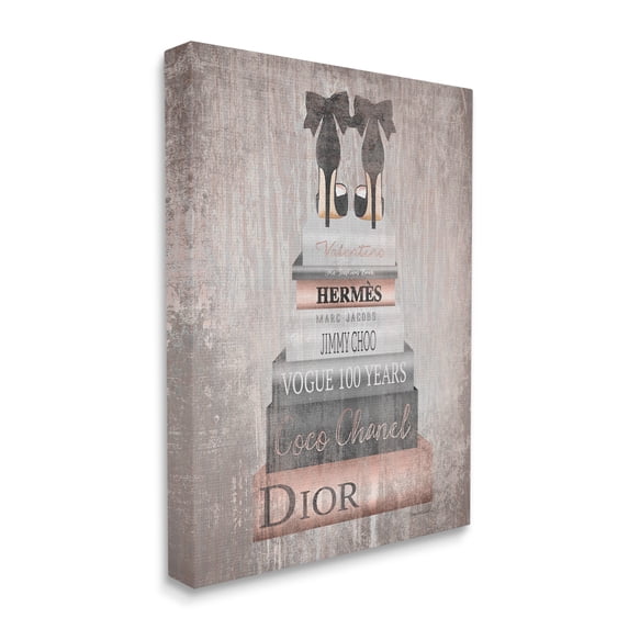 Stupell Book Stack Heels Metallic Pink Canvas Art, 16 x 1.5 x 20
