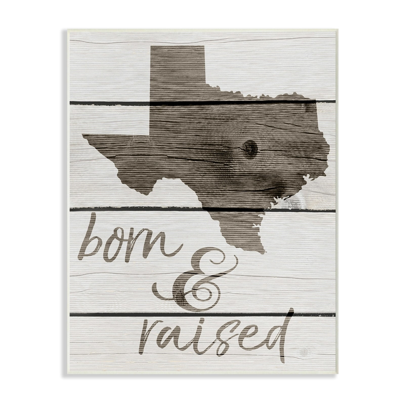 Stupell  Born And Raised Texas Wall Plaque Art - 10 x 15