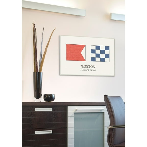 Stupell  Boston Nautical Flags Stretched Canvas Wall Art 16 x 20