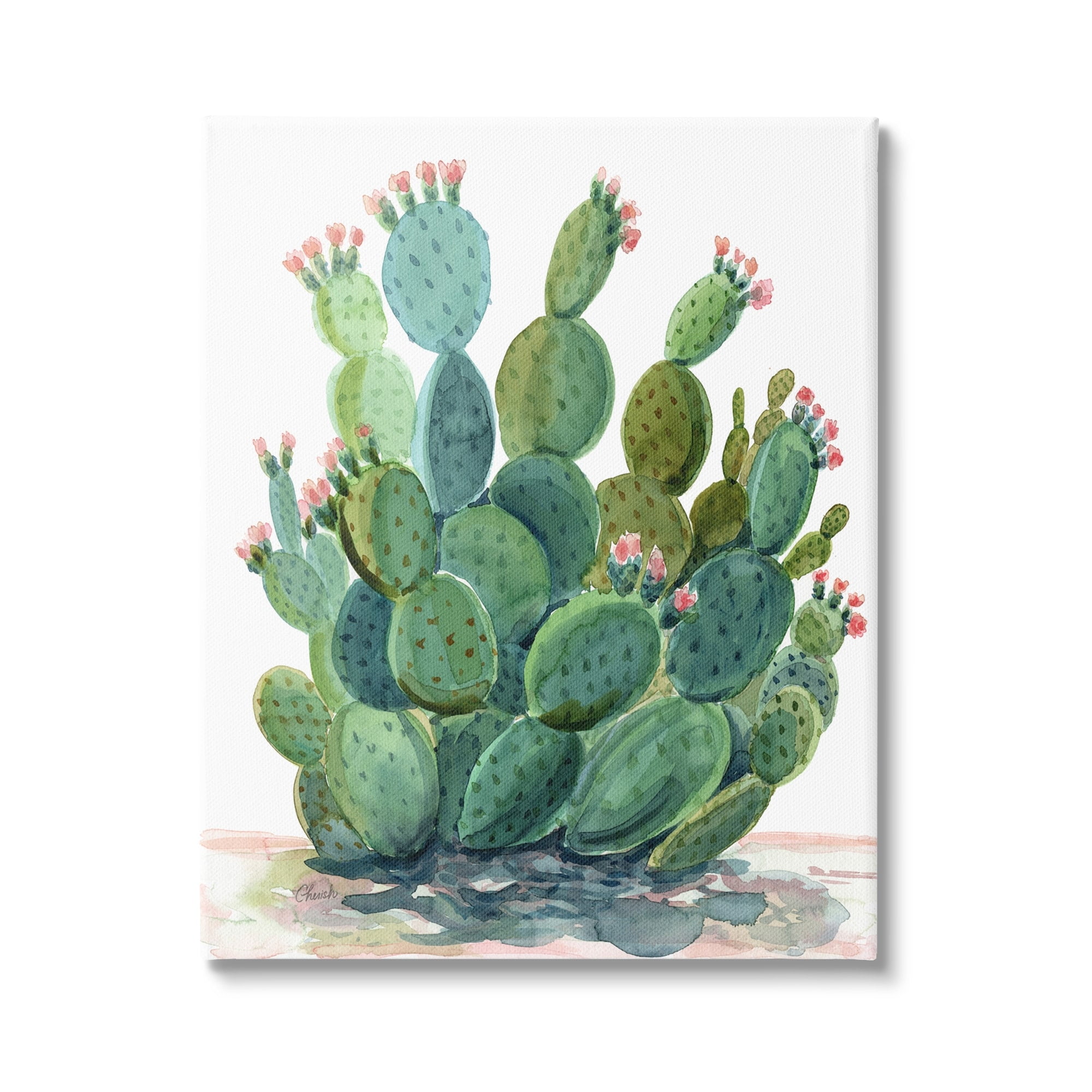 Botanical Desert Prickly Pear Cactus Canvas Wall Art, 16" x 20"