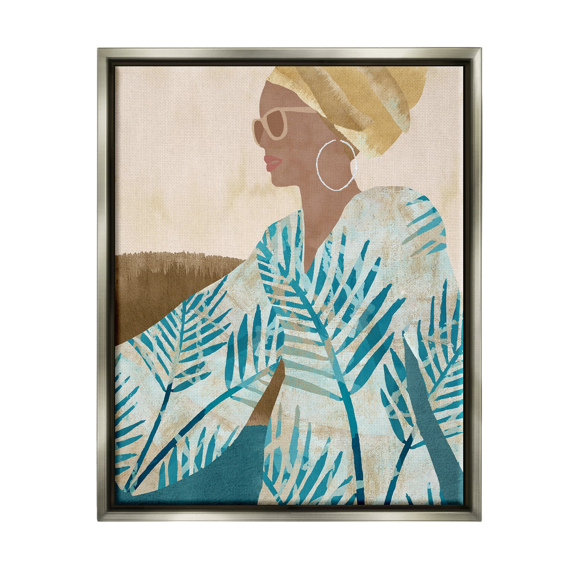 Stupell Botanical Trendy Fashion Collage Botanical & Floral Painting Gray Floater Framed Art Print Wall Art