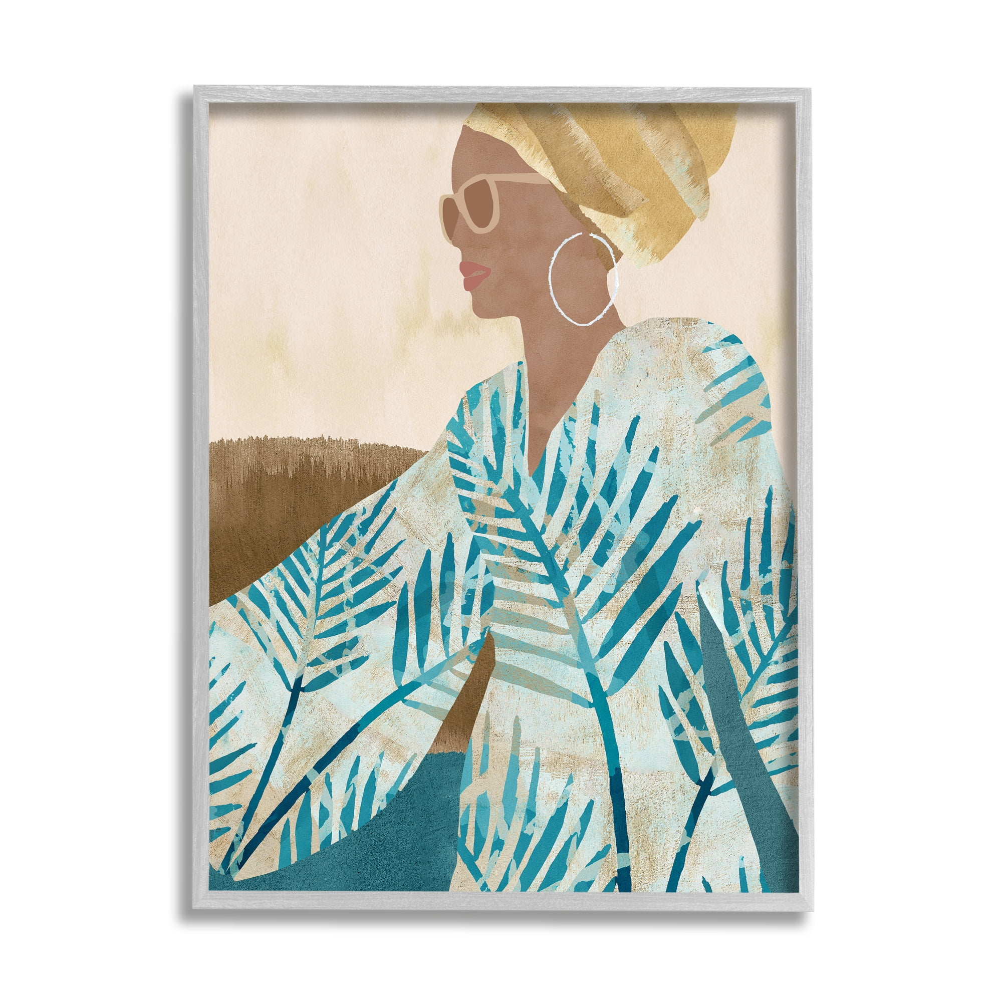 Stupell Botanical Trendy Fashion Collage Botanical & Floral Painting Gray Framed Art Print Wall Art