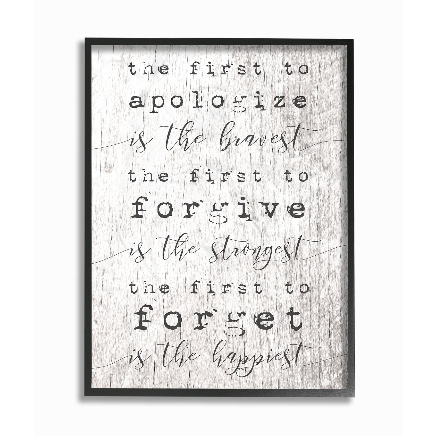 Stupell Bravest Strongest Happiest Virtues Typography, Framed Giclee, 16 x 1.5 x 20, A - Multi-color 11 x 14