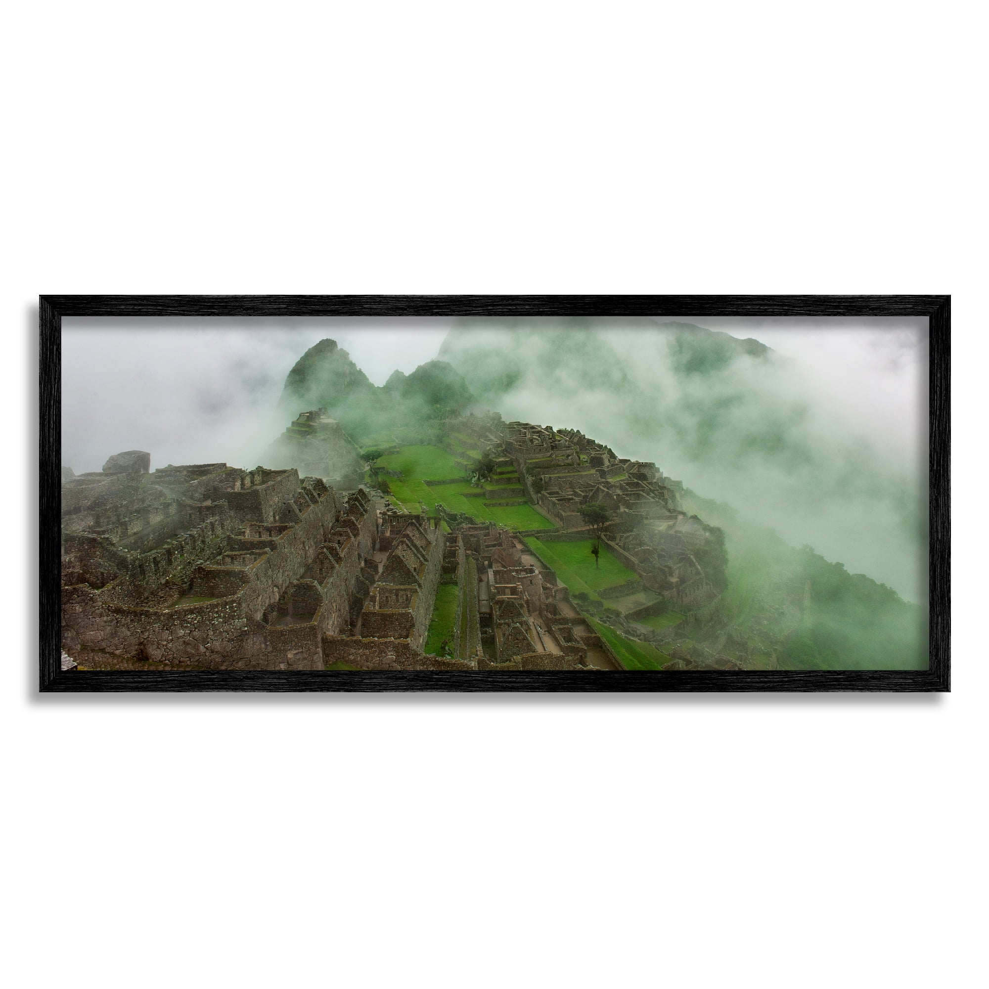 Stupell Breathtaking Machu Picchu Fog Landscape Photography Black Framed Art Print Wall Art