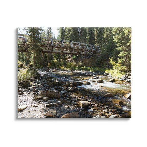 Stupell Bridge Over Babbling Brook Landscape Photography Gallery Wrapped Canvas Print Wall Art