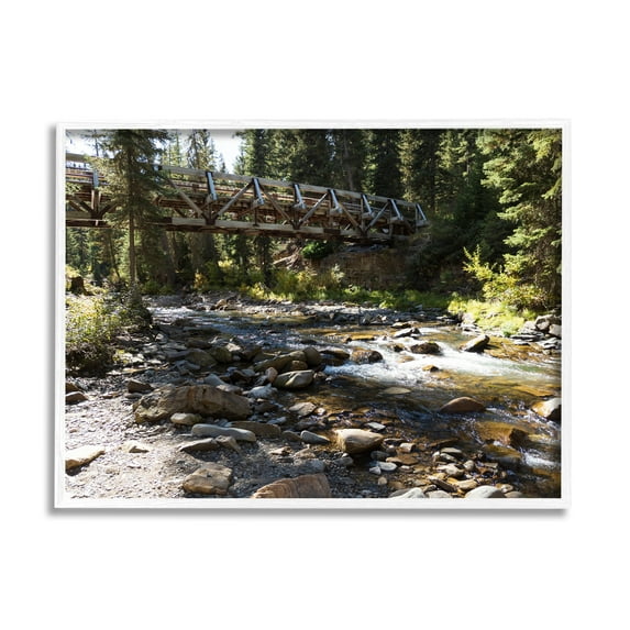 Stupell Bridge Over Babbling Brook Landscape Photography White Framed Art Print Wall Art