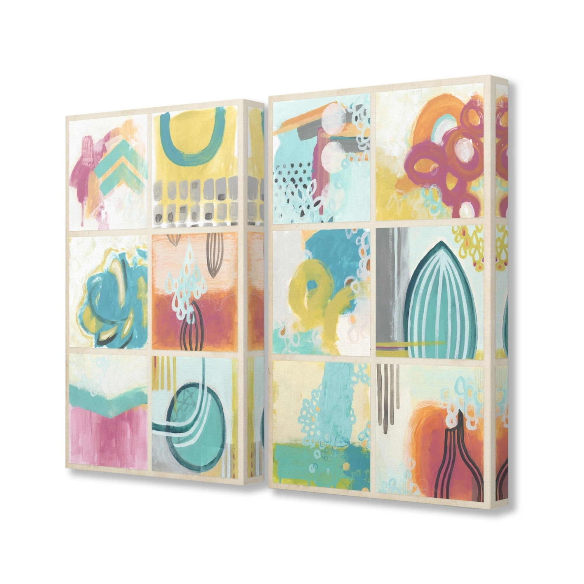 Bright Multicolor Abstract Canvas Wall Art Set for Kids, 16 x 20