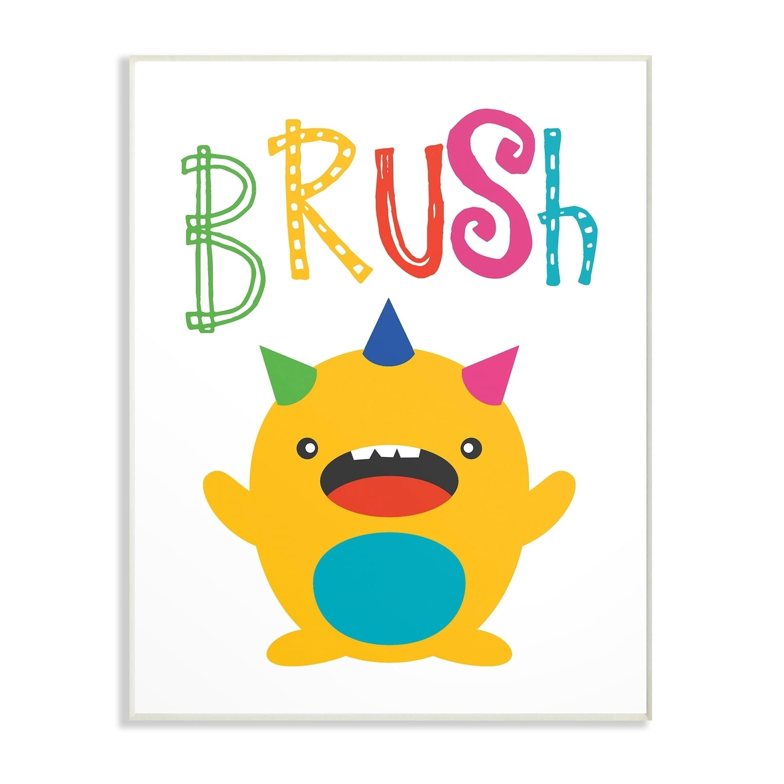Stupell Brush Monster Cartoon Typography Wall Plaque Art, 10 x 0.5 x 15