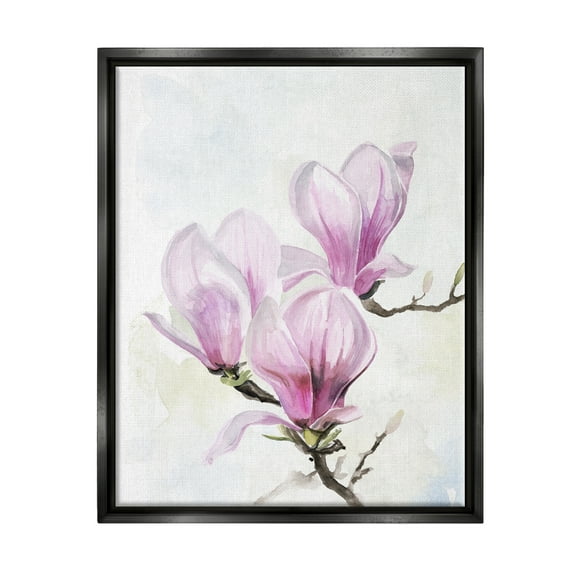 Stupell Budding Magnolias Pink Florals Botanical & Floral Painting Black Floater Framed Art Print Wall Art