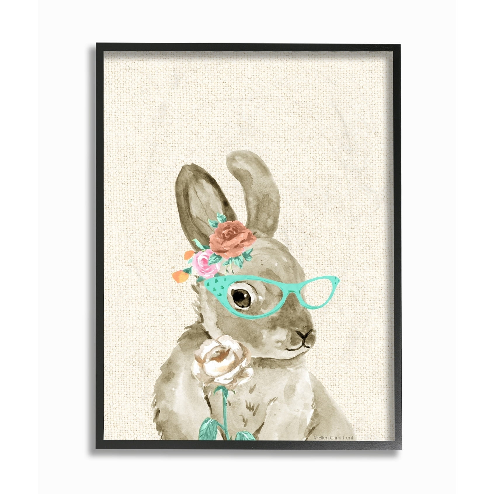 Stupell  Bunny W/ Glasses Framed Giclee Art 11 x 14