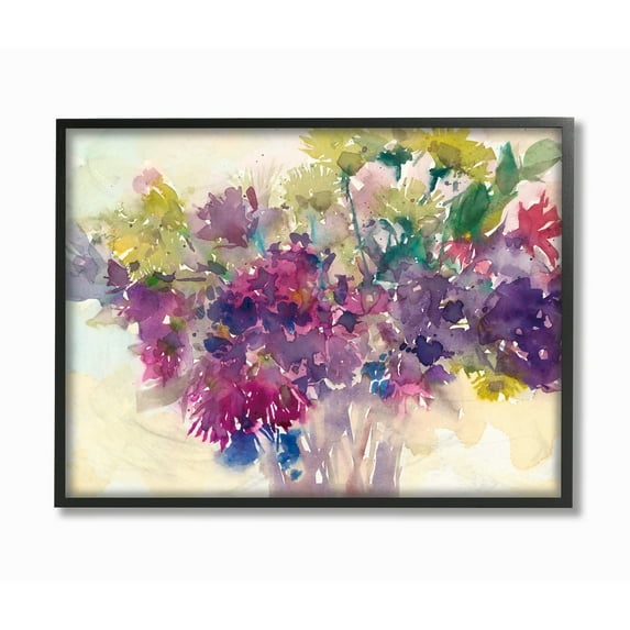 Stupell Bursting Bright Purple Watercolor Bouquet Framed Art, 11 x 14, Design By Artist Samuel Dixon - Multi-Color 16 x 20