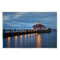 Stupell Calm Nighttime Bridge Coastal Lights Landscape Photography Wall Plaque Unframed Art Print Wall Art