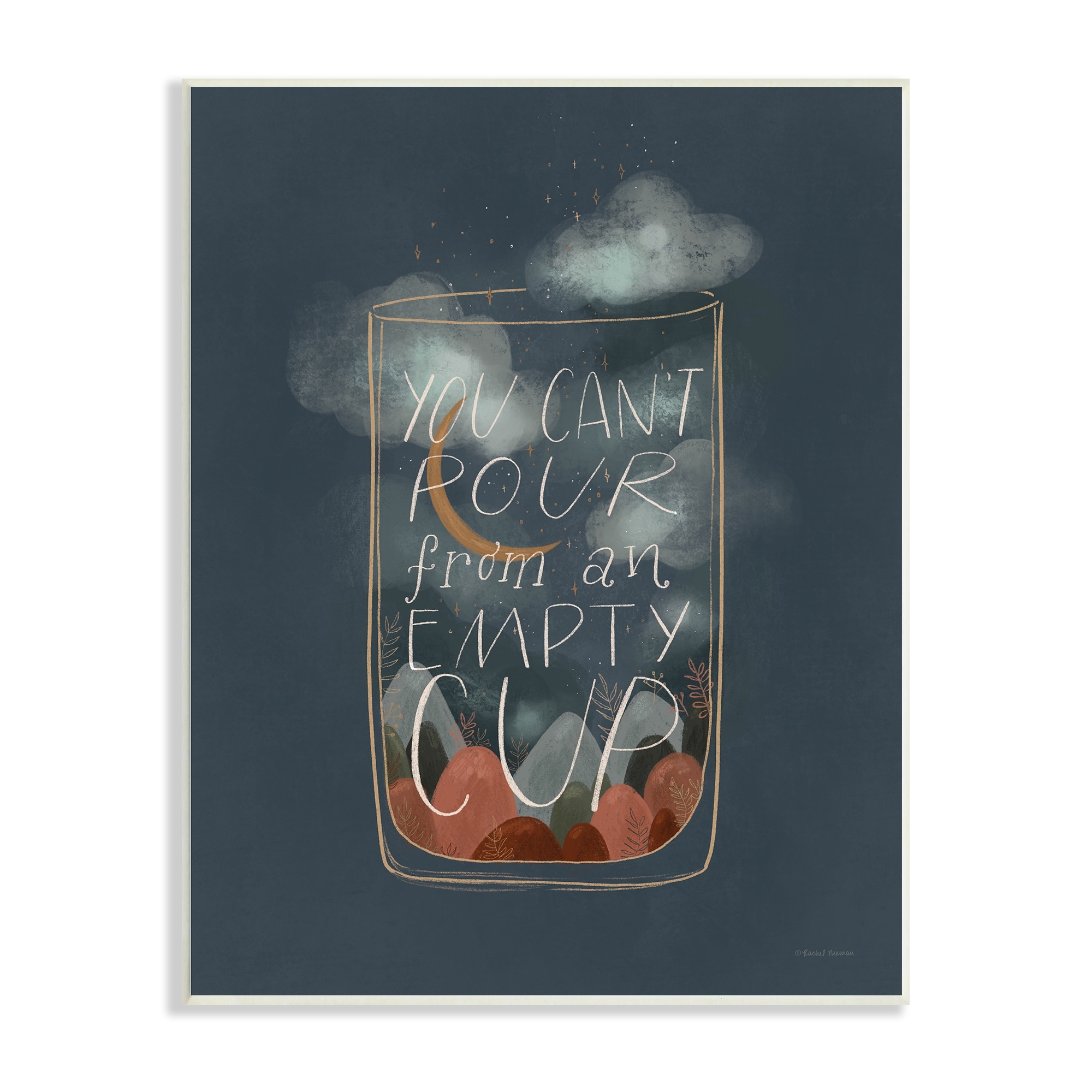 Stupell  Can't Pour From Empty Cup Inspirational Quote Minimal  Wood Wall Art - Brown 10 x15
