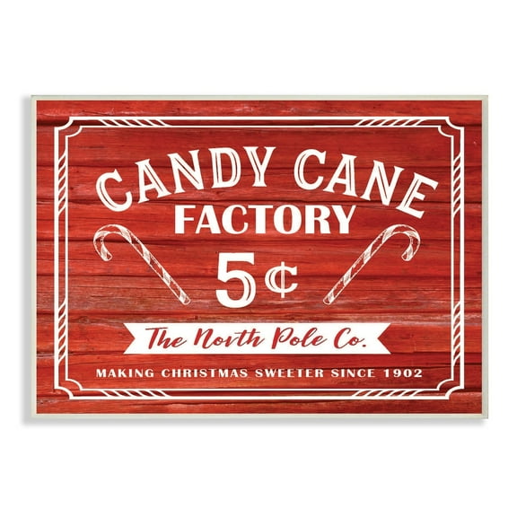 Stupell Candy Cane Factory Vintage Sign Wall Plaque Art 10 x 15