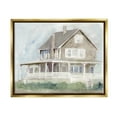 thumbnail image 1 of Stupell Cape House Porch View Landscape Painting Gold Floater Framed Art Print Wall Art, 1 of 6