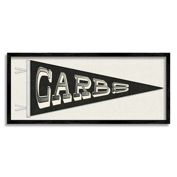 Stupell Carbs Pennant Banner Kitchen Food & Beverage Painting Black Framed Art Print Wall Art