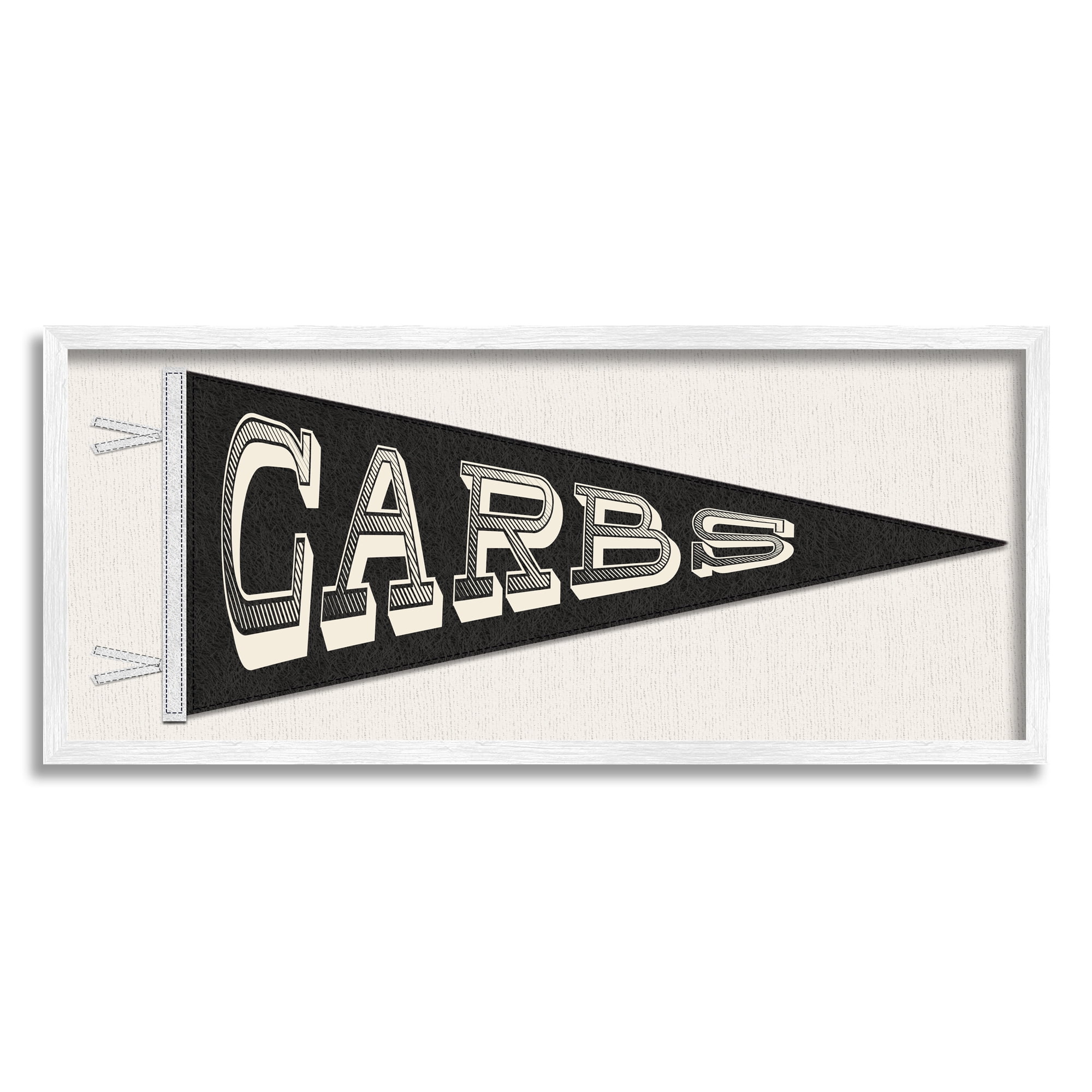 Stupell Carbs Pennant Banner Kitchen Food & Beverage Painting White Framed Art Print Wall Art