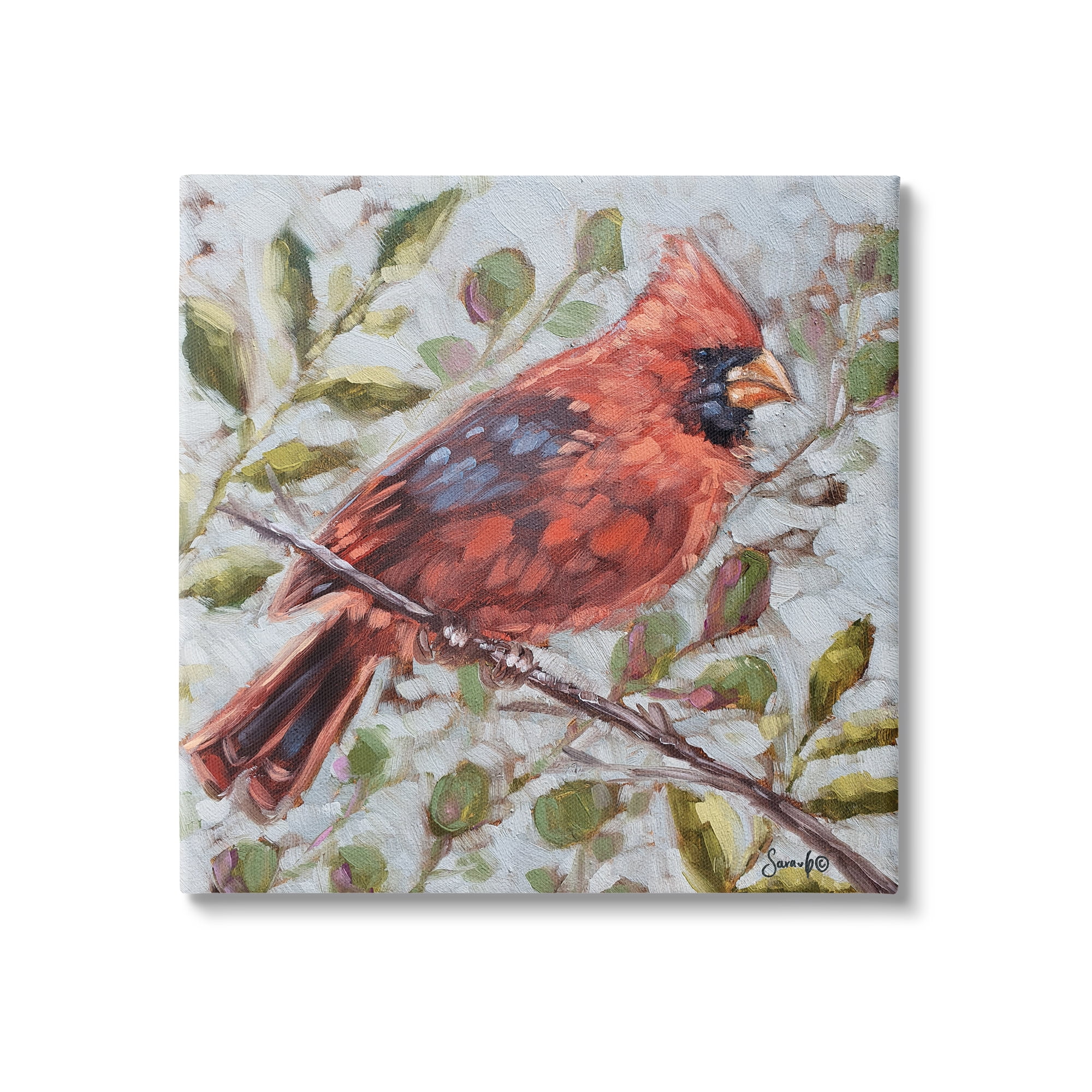 Stupell Cardinal Tree Branch Nature Animals & Insects Painting Gallery Wrapped Canvas Print Wall Art