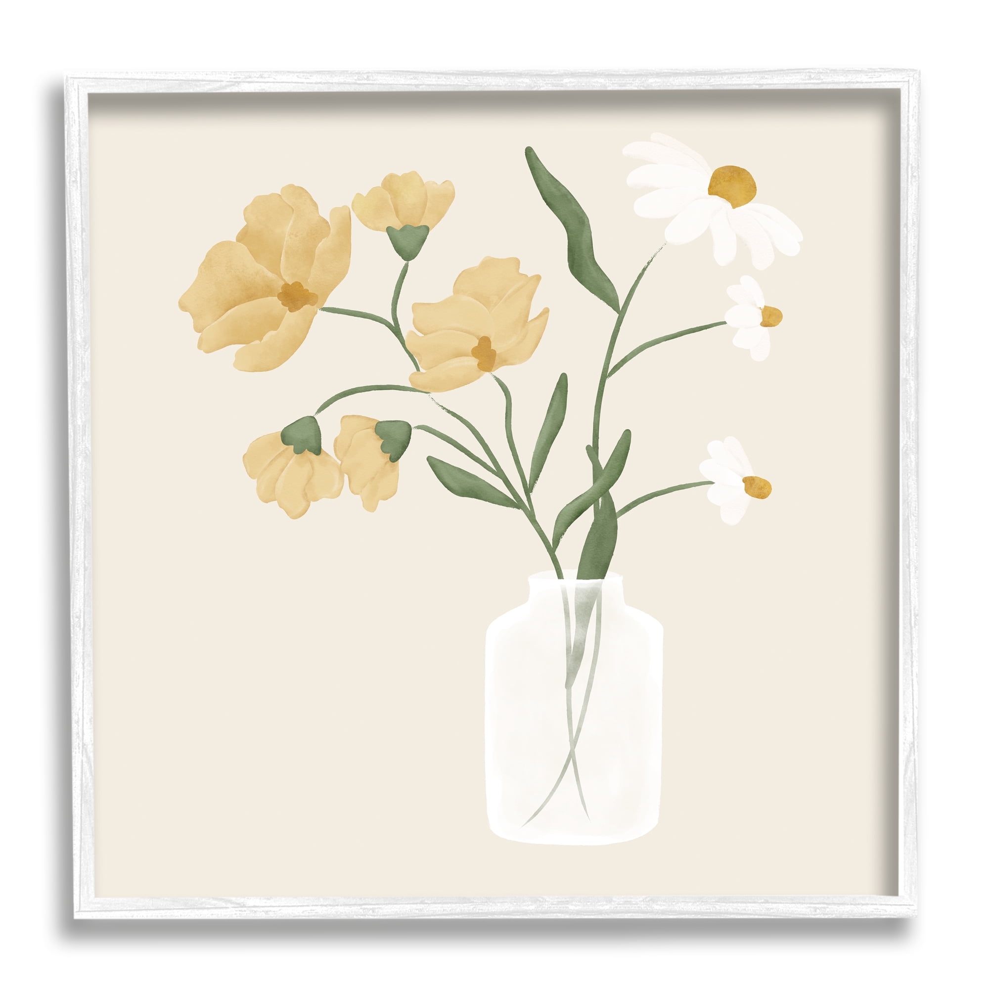 Stupell Casual Daisies Blossom Arrangement Botanical & Floral Painting White Framed Art Print Wall Art