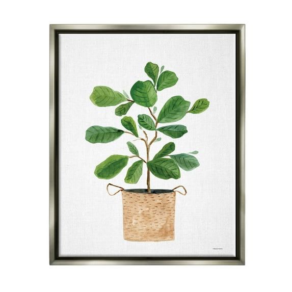 Stupell Casual House Plant Botanicals Botanical & Floral Painting Gray Floater Framed Art Print Wall Art