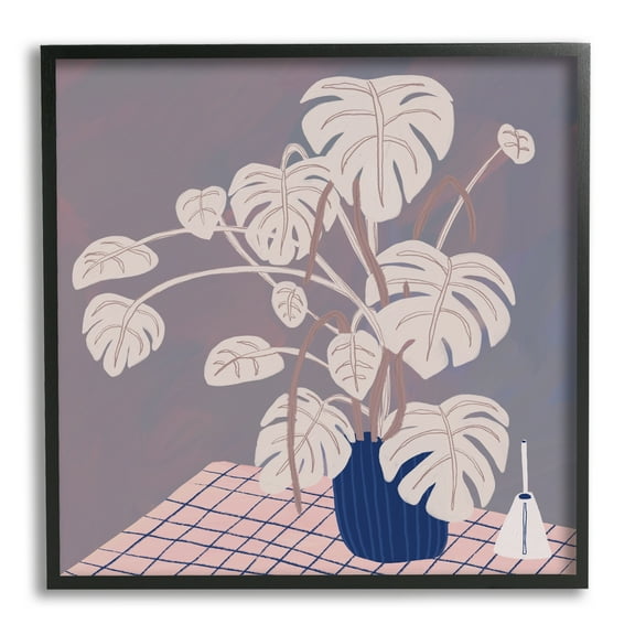 Stupell Casual Monstera Patterned Leaves Botanical & Floral Painting Black Framed Art Print Wall Art
