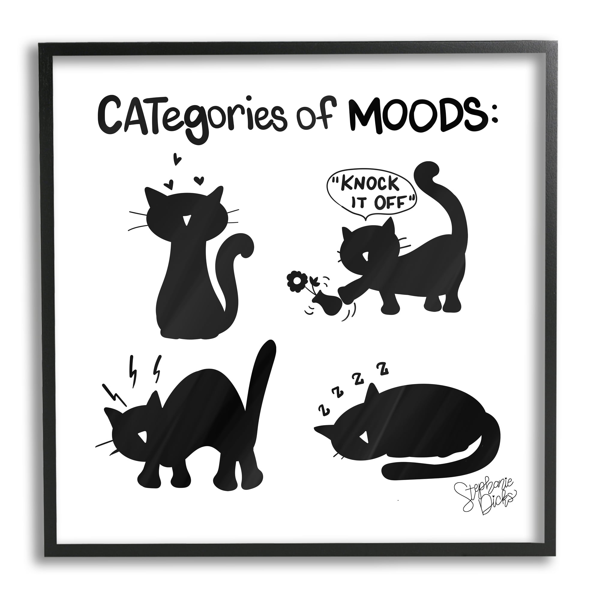 Stupell Categories Of Moods Funny Cats Animals & Insects Painting Black Framed Art Print Wall Art
