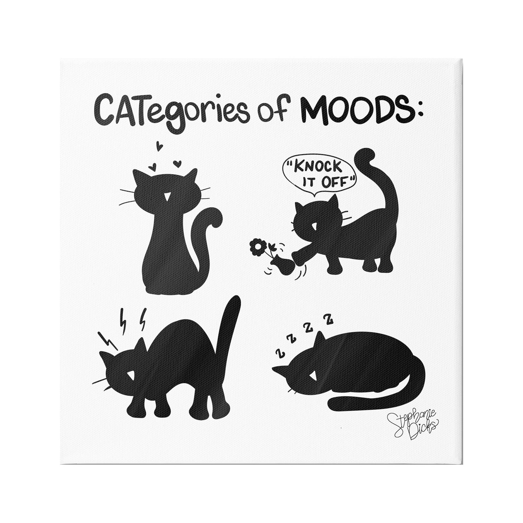 Funny Cats Black and White Canvas Wall Art, 24" x 24"