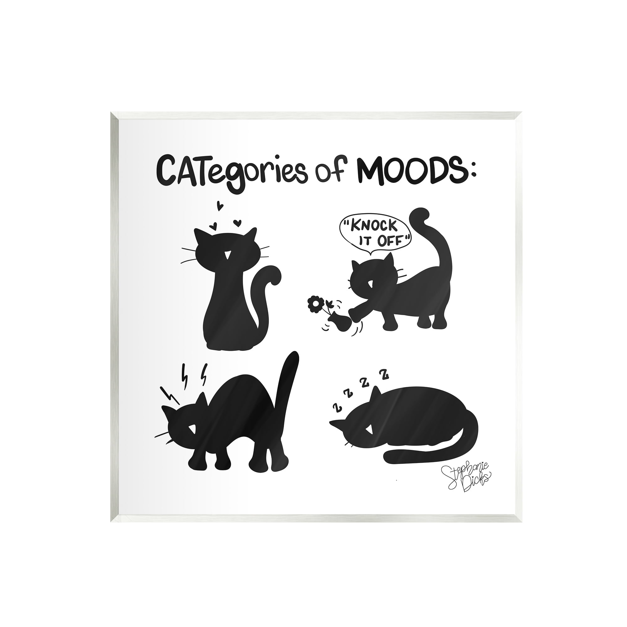 Stupell Categories Of Moods Funny Cats Animals & Insects Painting Wall Plaque Unframed Art Print Wall Art