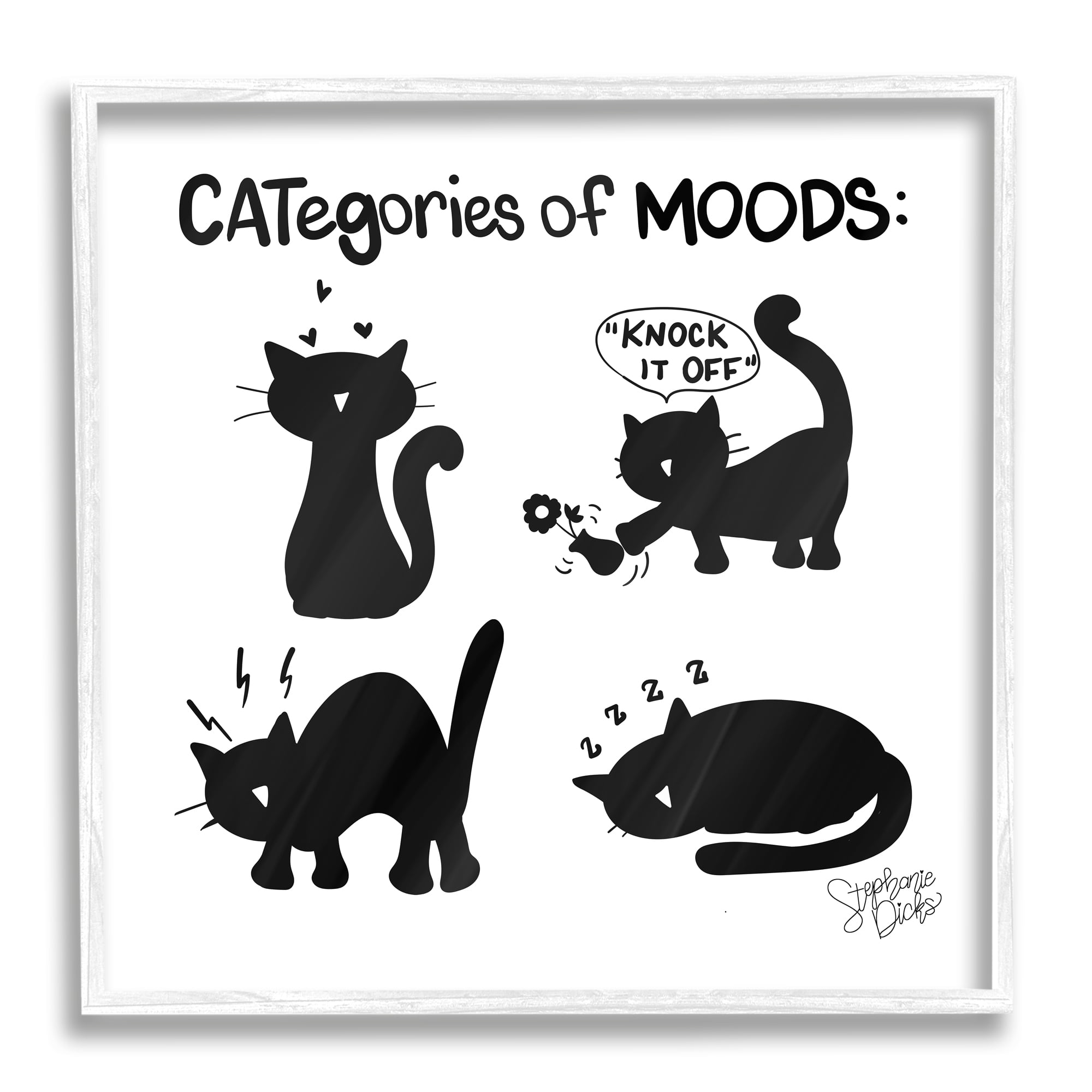 Stupell Categories Of Moods Funny Cats Animals & Insects Painting White Framed Art Print Wall Art