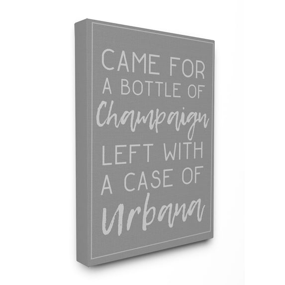 Stupell Champaign Urbana Dark Grey Typography Stretched Canvas Wall Art 16 x 20
