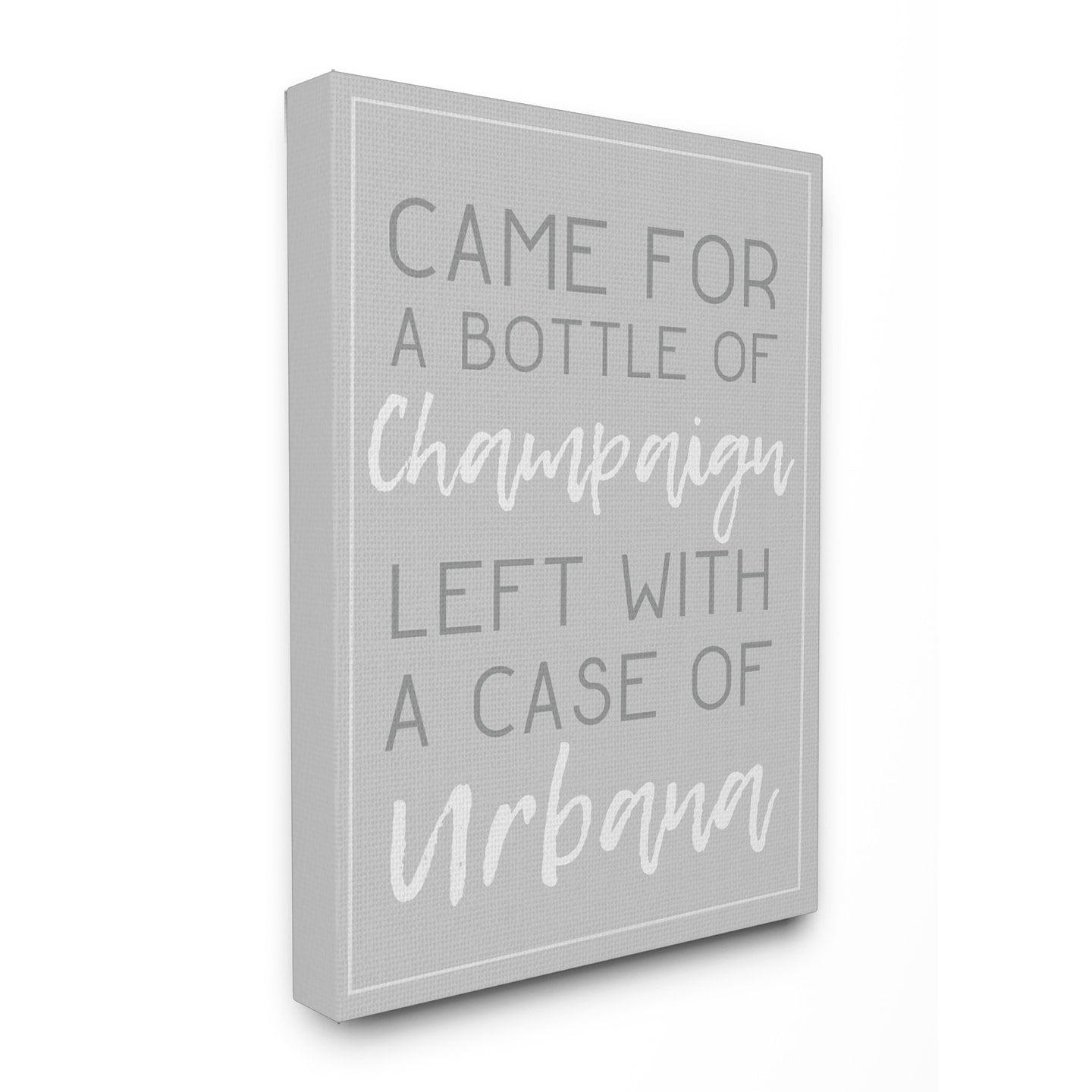 Stupell  Champaign Urbana Light Grey Typography Stretched Canvas Wall Art 16 x 20