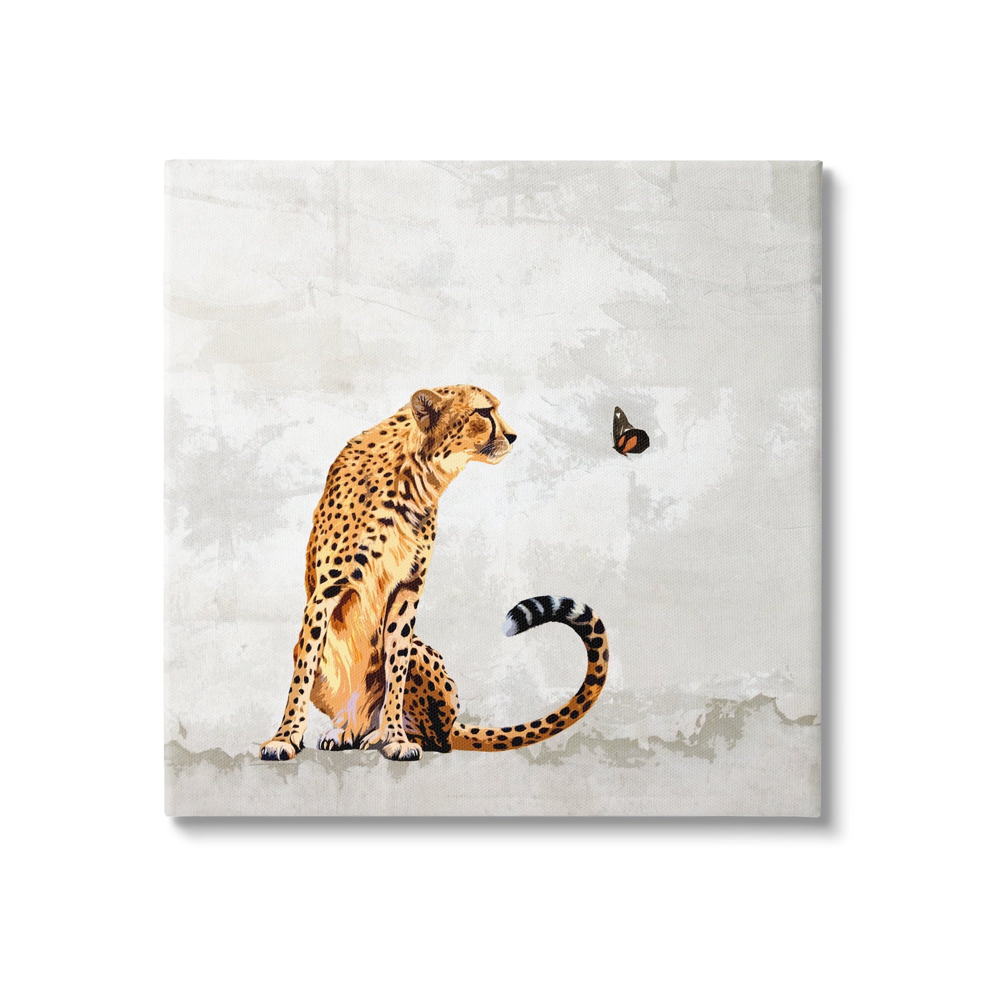 Stupell Cheetah & Butterfly Abstract Nature Animals & Insects Painting Gallery Wrapped Canvas Print Wall Art