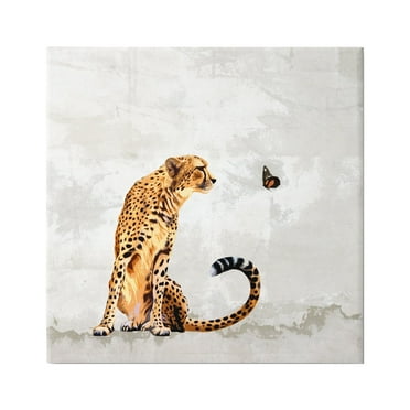 Stupell Cheetah & Butterfly Abstract Nature Animals & Insects Painting Gallery Wrapped Canvas Print Wall Art