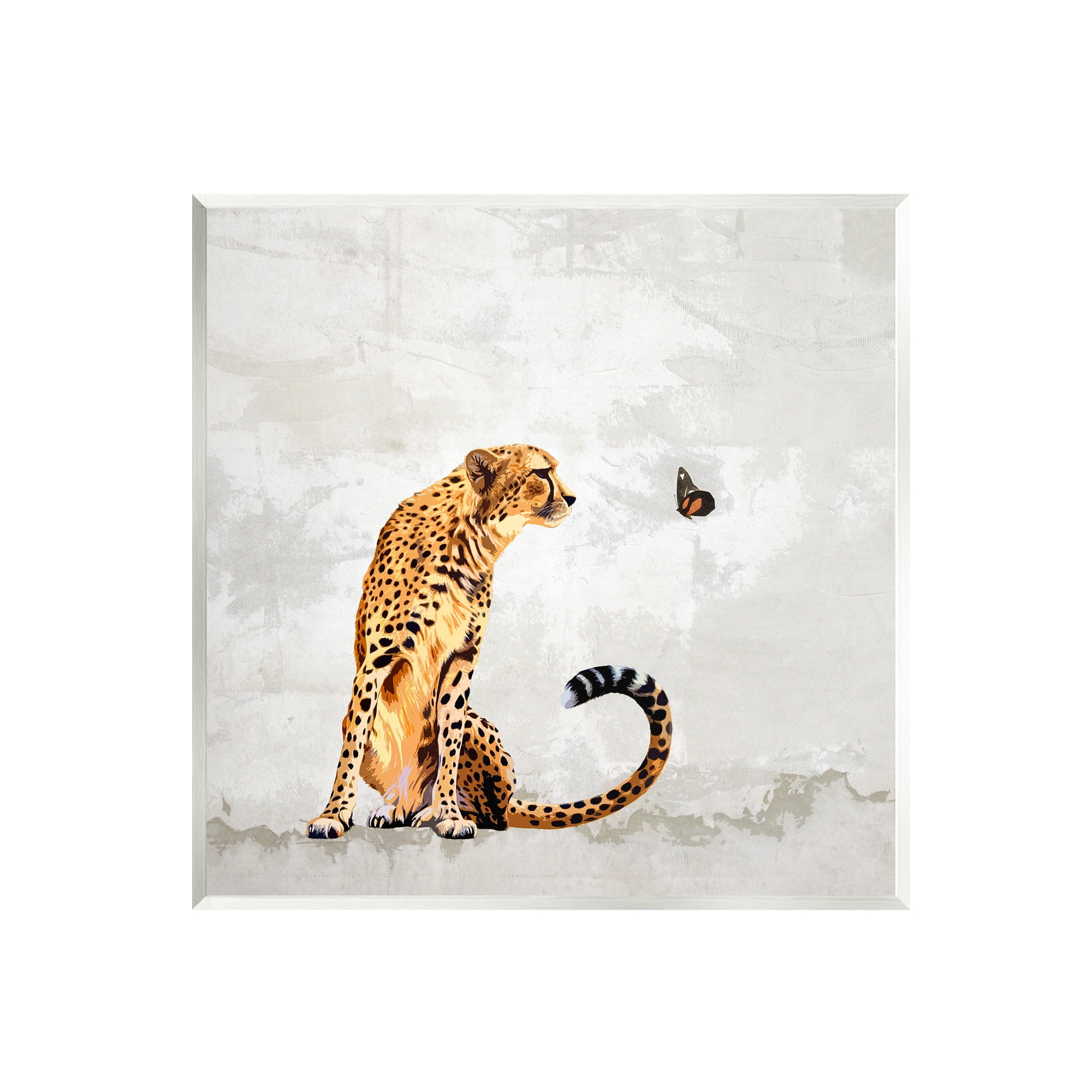 Stupell Cheetah & Butterfly Abstract Nature Animals & Insects Painting Wall Plaque Unframed Art Print Wall Art
