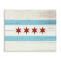 Stupell  Chicago Flag Distressed Wood Look Stretched Canvas Wall Art 24 x 30