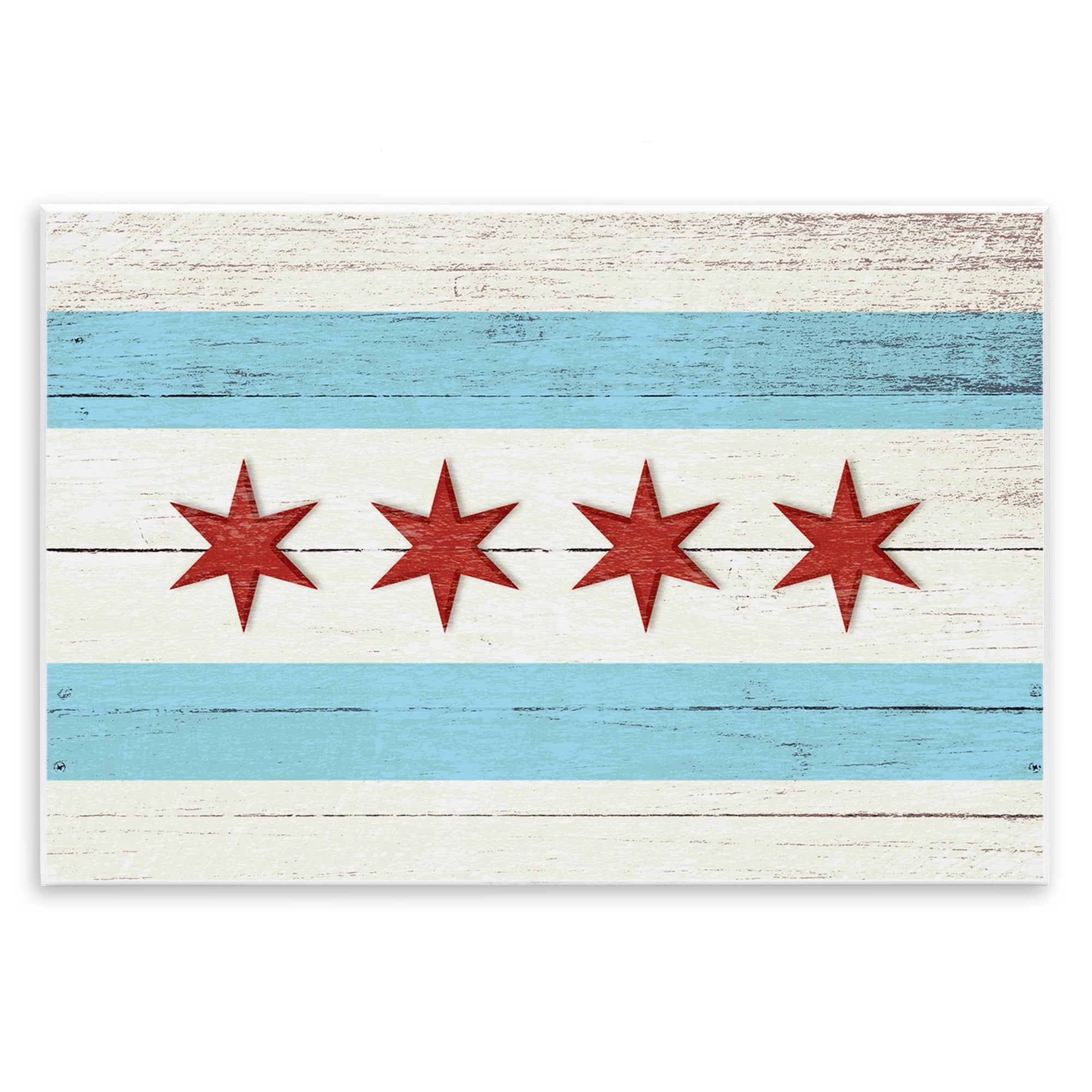 The Stupell Home Decor Collection Chicago Flag Distressed Wood Look Wall Plaque Art, 10 x 0.5 x 15