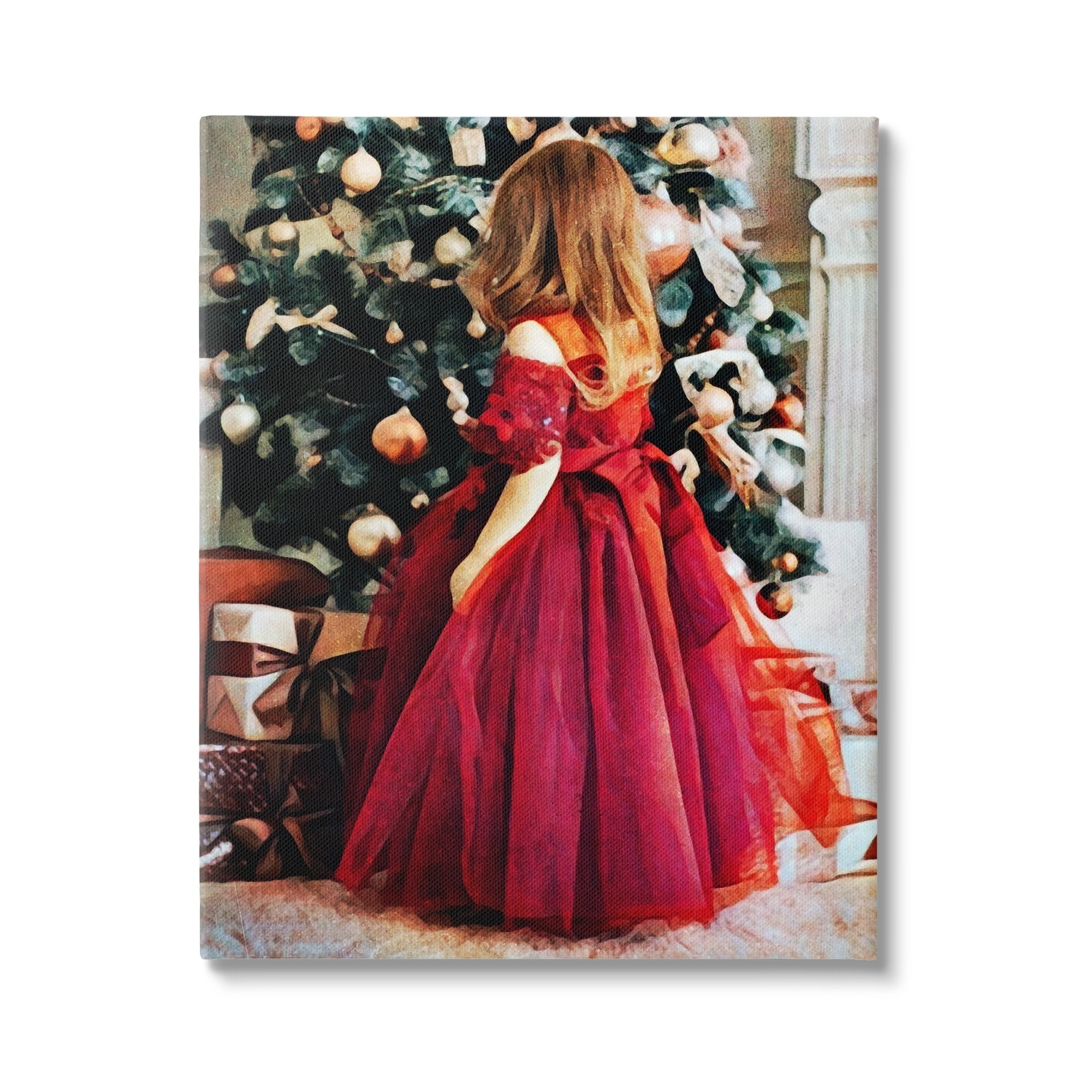 Stupell Child On Christmas Day Gifts Holiday Photography Gallery Wrapped Canvas Print Wall Art