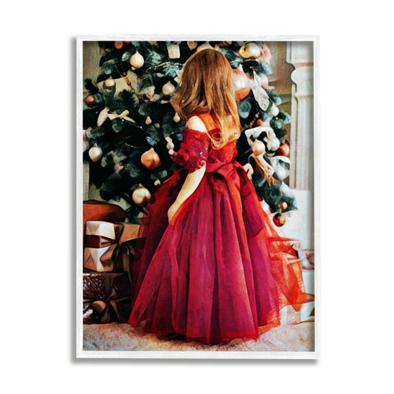 Stupell Child On Christmas Day Gifts Holiday Photography White Framed Art Print Wall Art