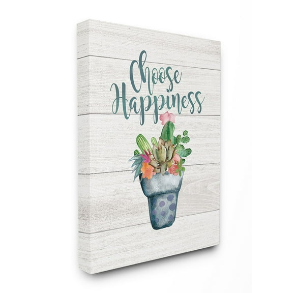 Stupell Choose Happiness Cactus Succulents Canvas Art, 16 x 20